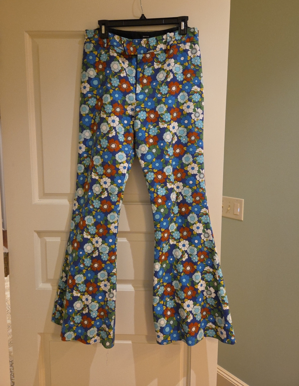 Smythe Floral Flare Pants - Blue, Green, White, Orange